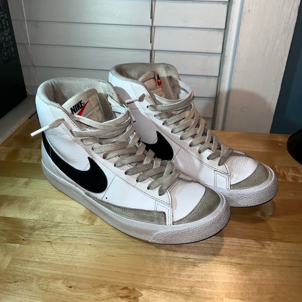 Nike White and Black High-Top Sneakers